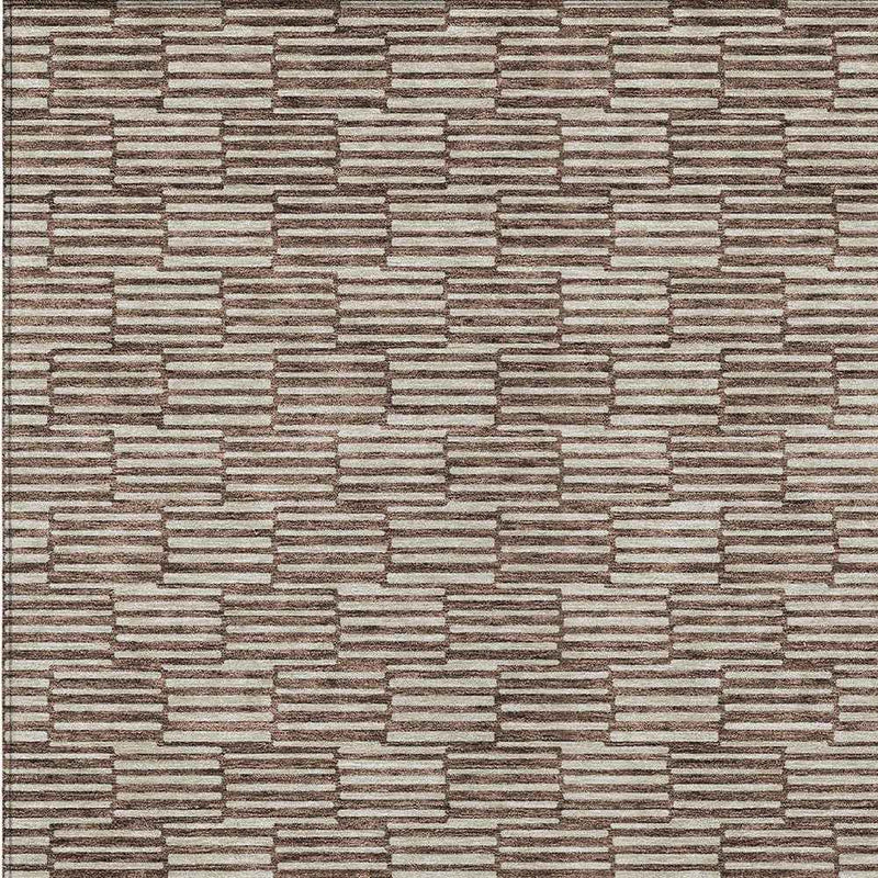 10' X 14' Brown And Beige Geometric Washable Indoor Outdoor Area Rug