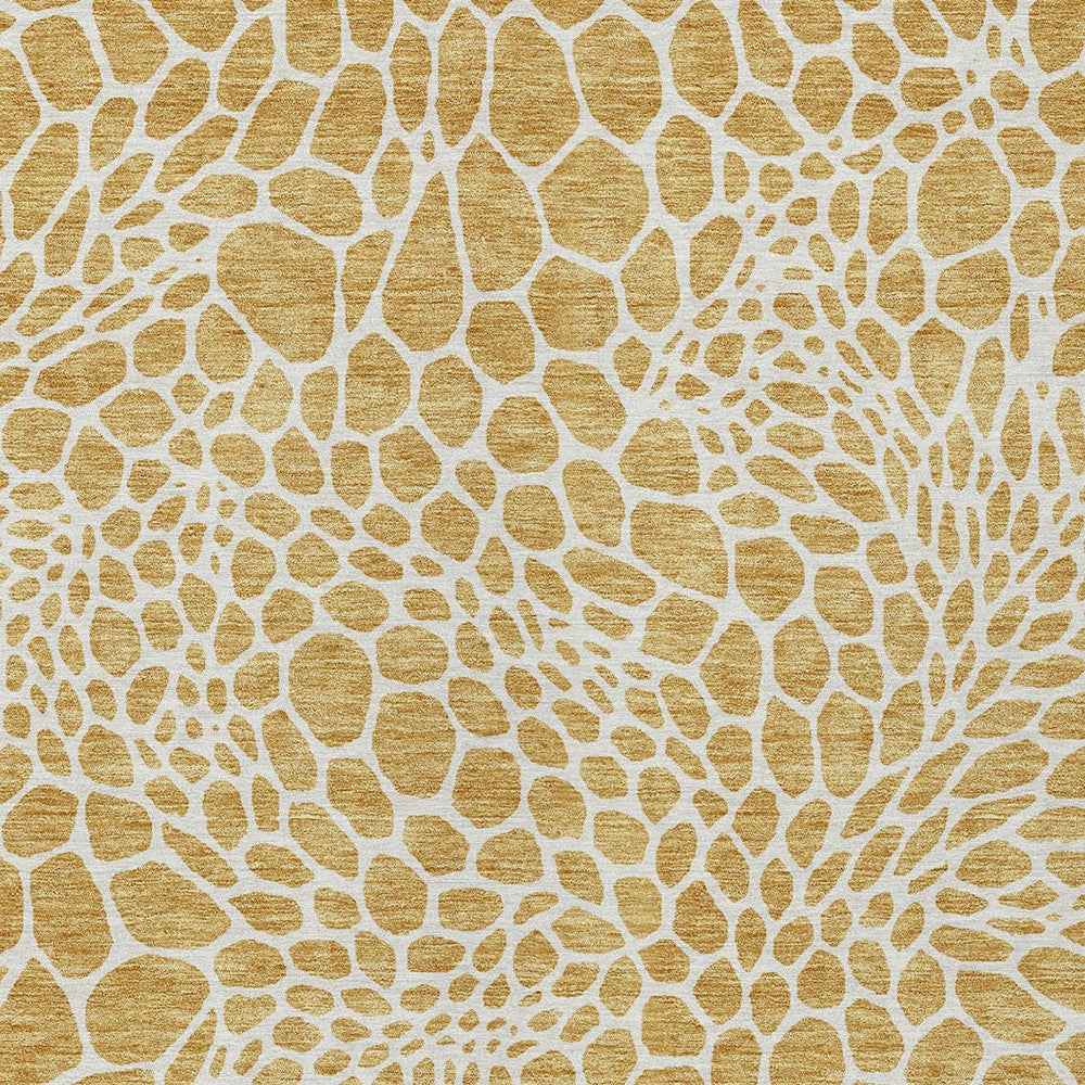 9' X 12' Gold And Ivory Geometric Washable Indoor Outdoor Area Rug