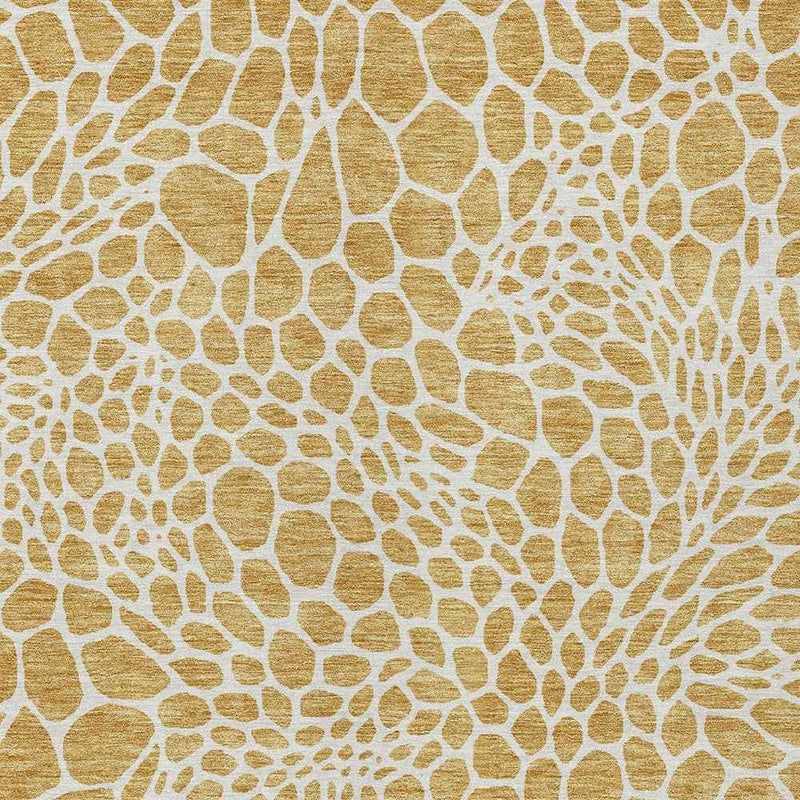 9' X 12' Gold And Ivory Geometric Washable Indoor Outdoor Area Rug