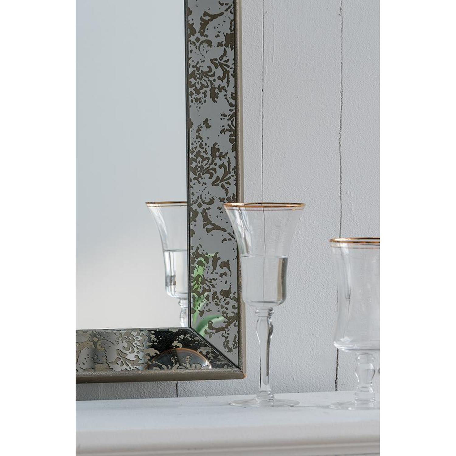 12" Silver Metal Framed Antiqued Glass Accent Mirror - Bed & Bath