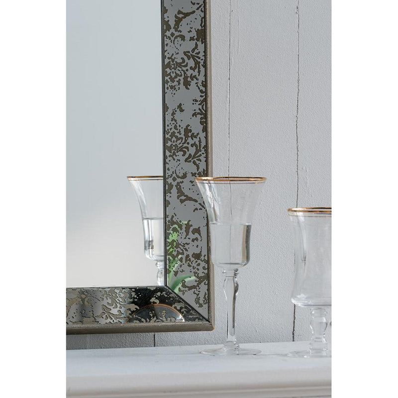 12" Silver Metal Framed Antiqued Glass Accent Mirror - Bed & Bath
