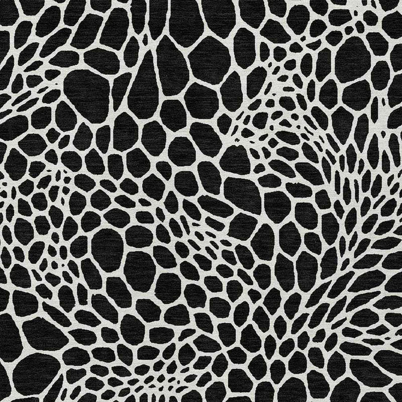 9' X 12' Black And Ivory Geometric Washable Indoor Outdoor Area Rug