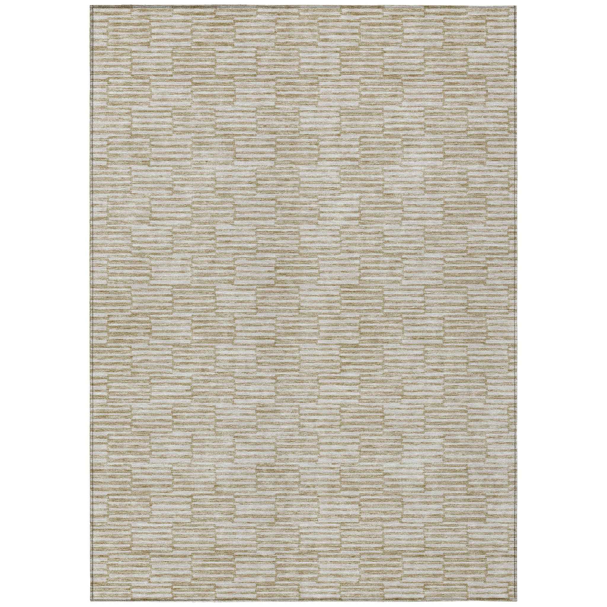 5' X 8' Beige And Ivory Geometric Washable Indoor Outdoor Area Rug