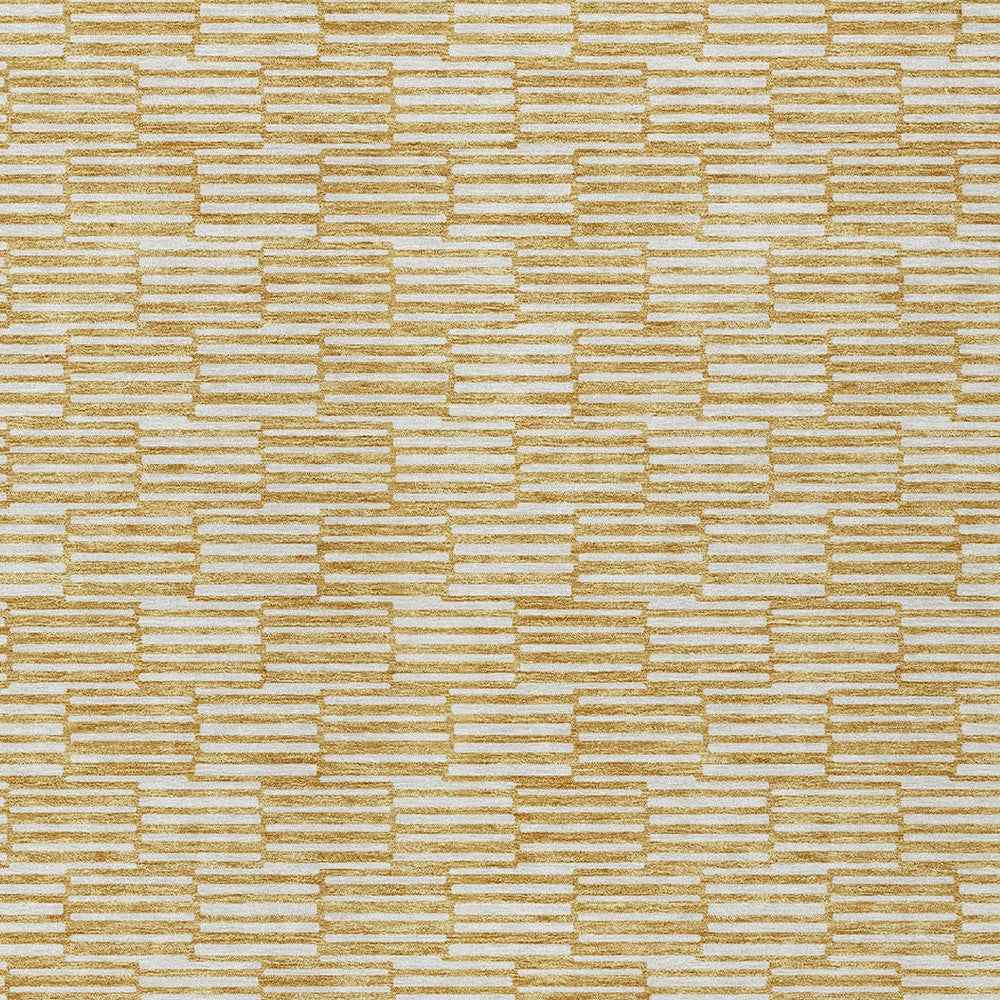 3' X 5' Gold And Beige Geometric Washable Indoor Outdoor Area Rug
