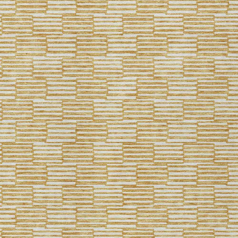 3' X 5' Gold And Beige Geometric Washable Indoor Outdoor Area Rug