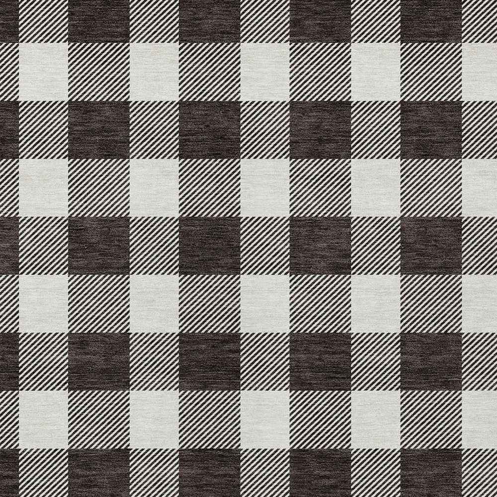 5' X 8' Black And Gray Plaid Washable Indoor Outdoor Area Rug