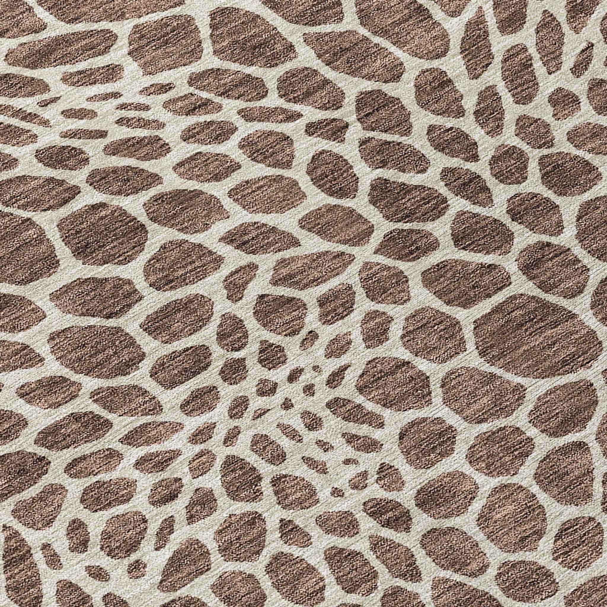 5' X 8' Brown And Beige Geometric Washable Indoor Outdoor Area Rug