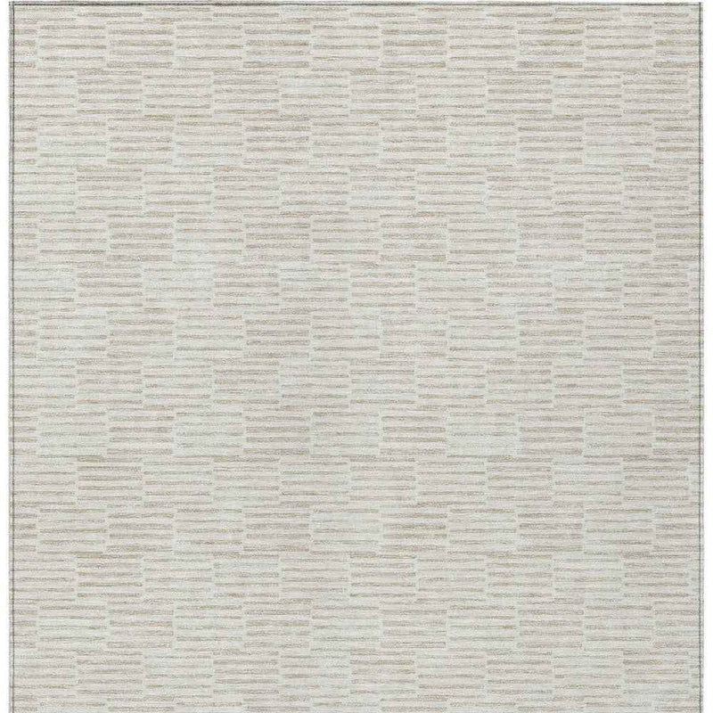 8' X 10' Ivory And Beige Geometric Washable Indoor Outdoor Area Rug