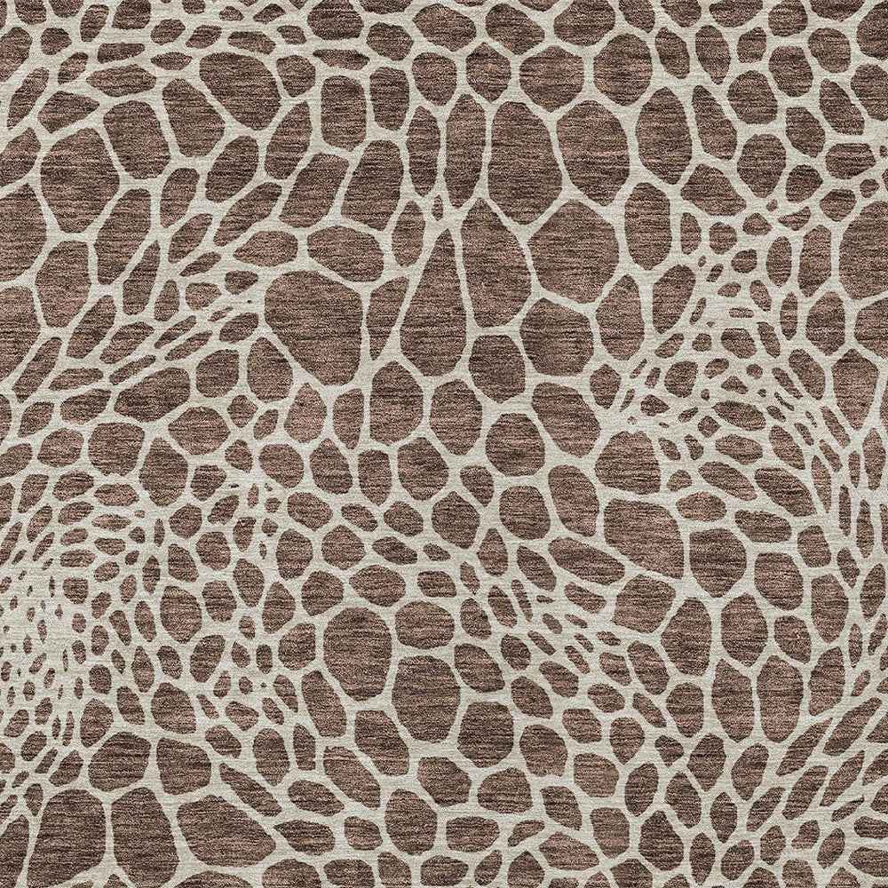 5' X 8' Brown And Beige Geometric Washable Indoor Outdoor Area Rug