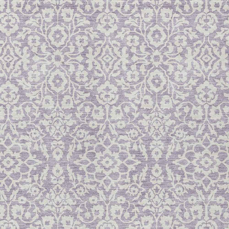 5' X 8' Lavender And Ivory Damask Washable Indoor Outdoor Area Rug