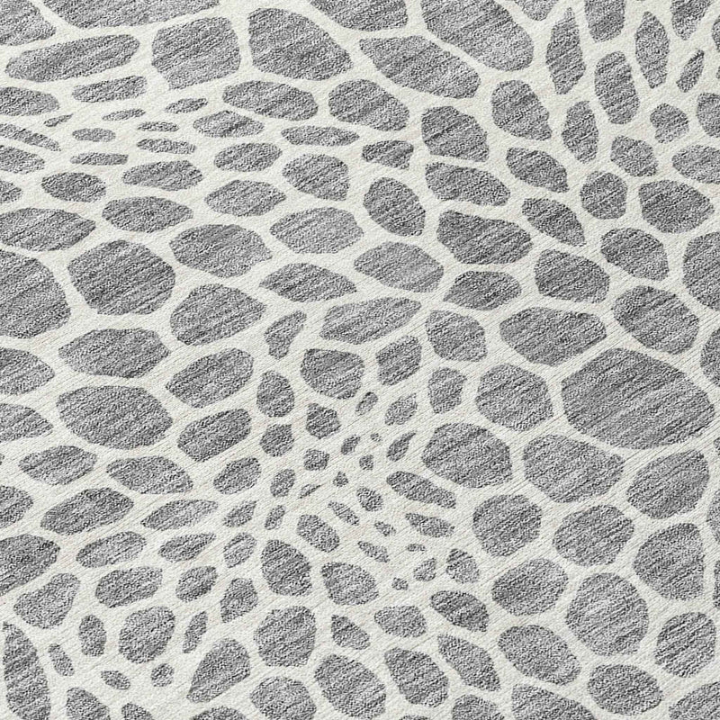 10' X 14' Gray And Ivory Geometric Washable Indoor Outdoor Area Rug