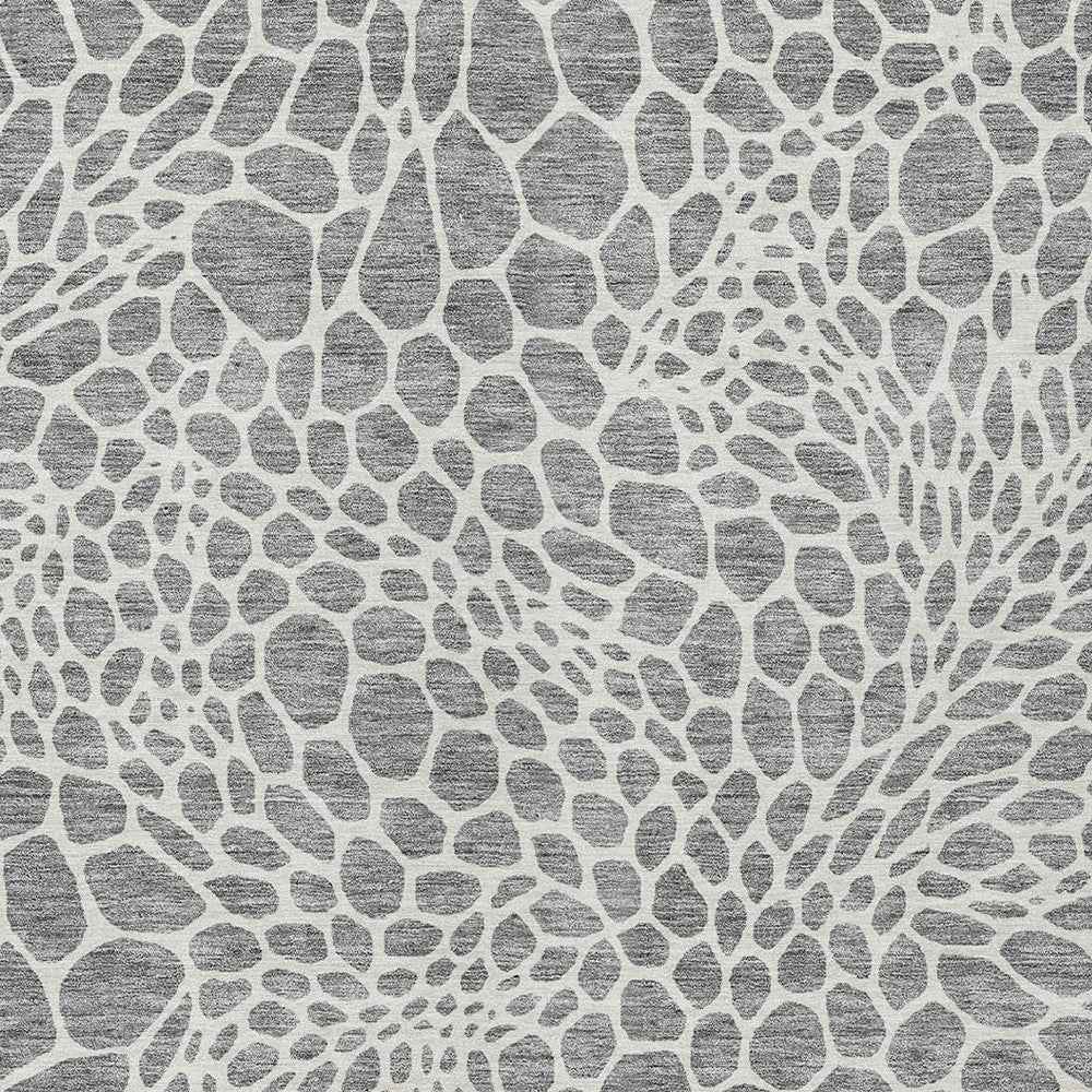 10' X 14' Gray And Ivory Geometric Washable Indoor Outdoor Area Rug