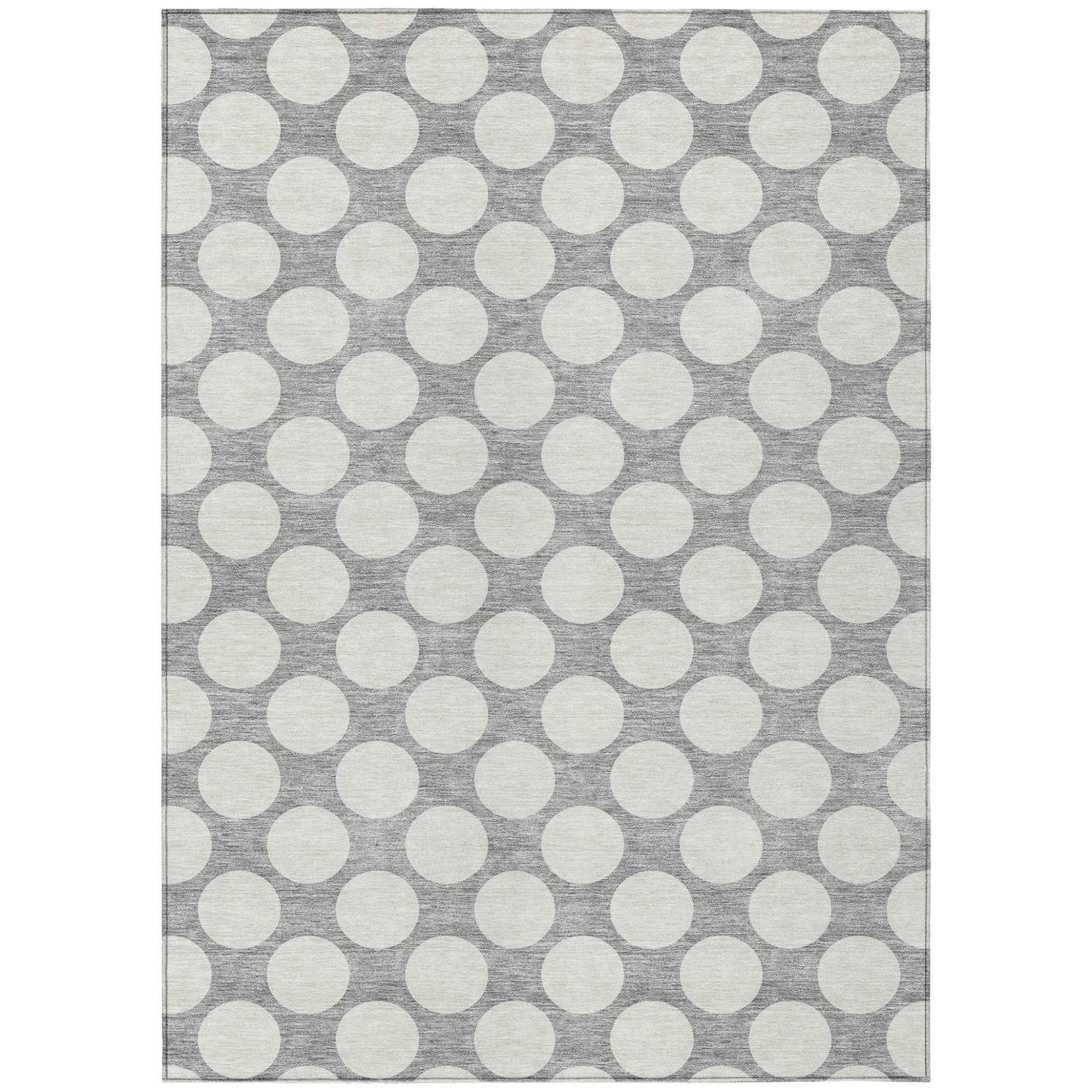 3' X 5' Gray And Silver Polka Dot Washable Indoor Outdoor Area Rug