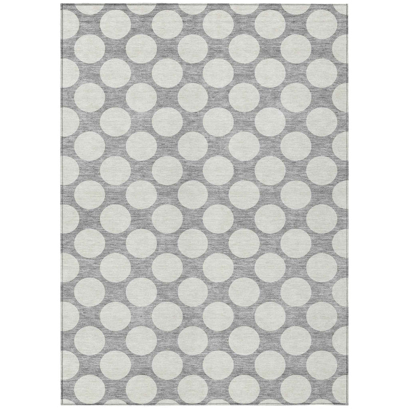 3' X 5' Gray And Silver Polka Dot Washable Indoor Outdoor Area Rug