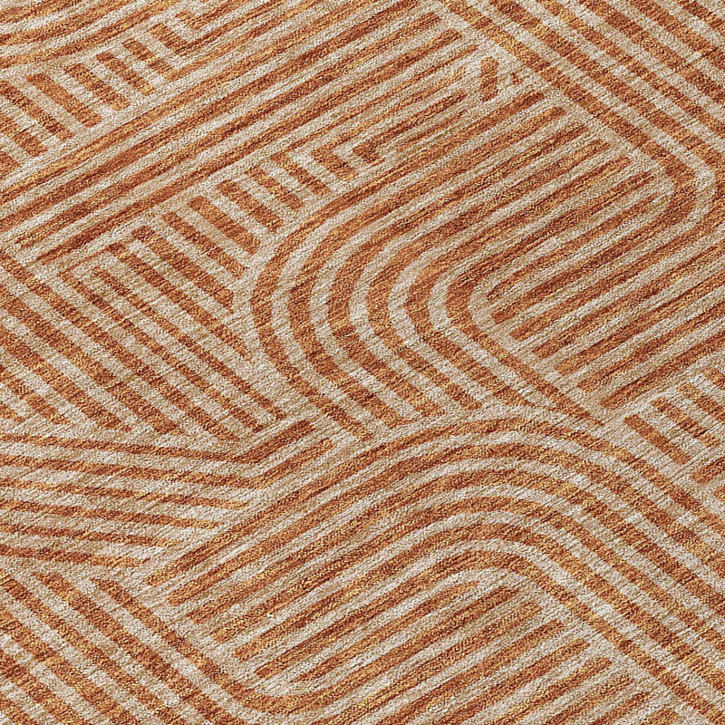10' X 14' Terra Cotta And Brown Abstract Washable Indoor Outdoor Area Rug