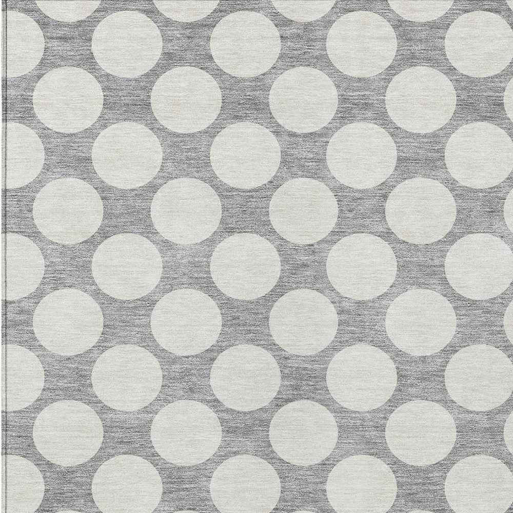 3' X 5' Gray And Silver Polka Dot Washable Indoor Outdoor Area Rug