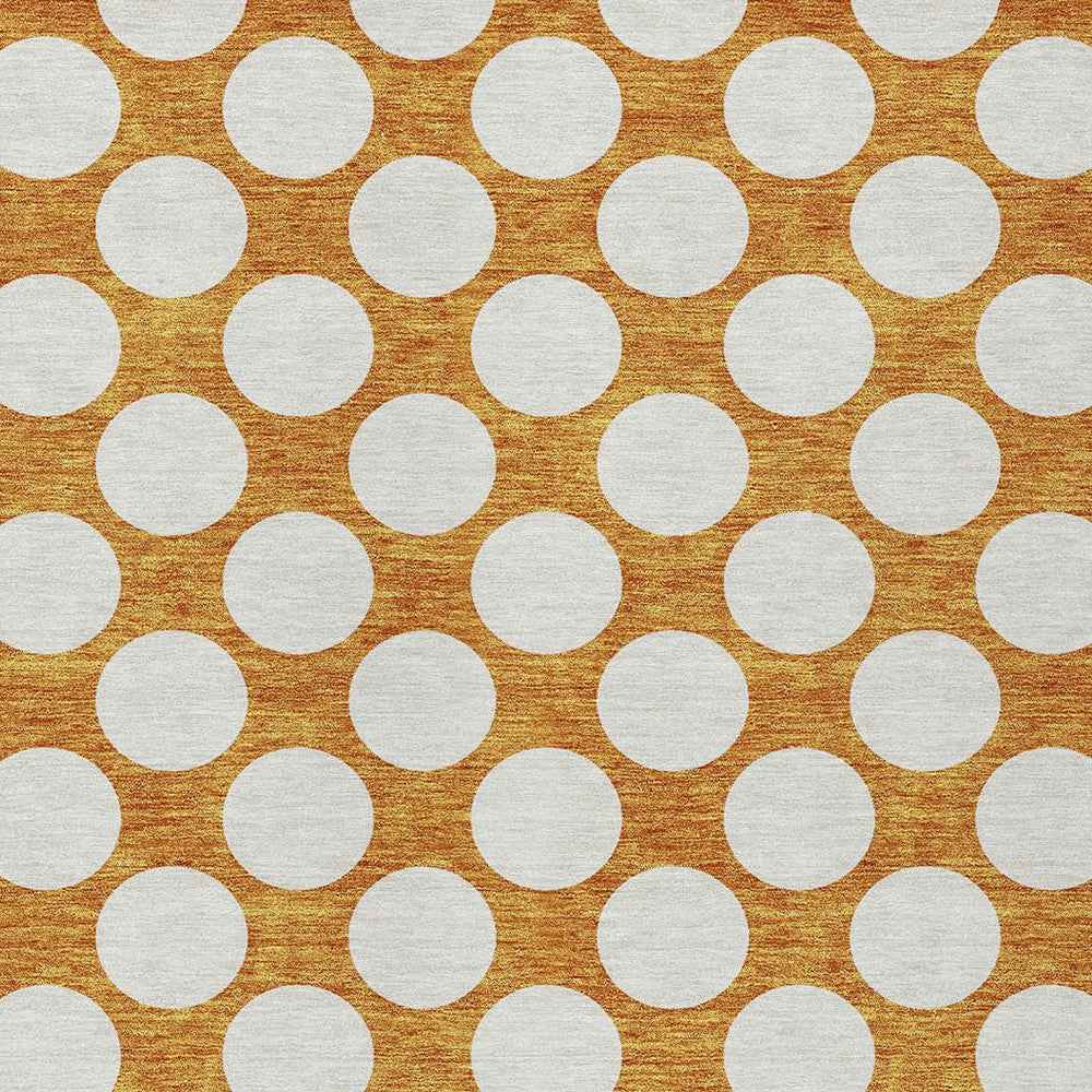 3' X 5' Orange And Ivory Polka Dot Washable Indoor Outdoor Area Rug