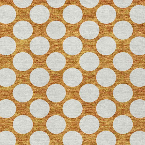 3' X 5' Orange And Ivory Polka Dot Washable Indoor Outdoor Area Rug