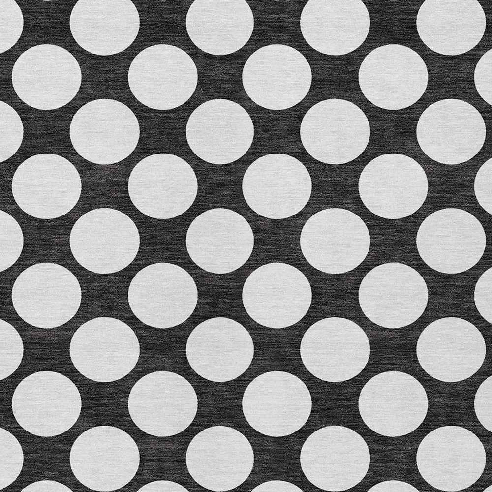 10' X 14' Black And Ivory Polka Dot Washable Indoor Outdoor Area Rug