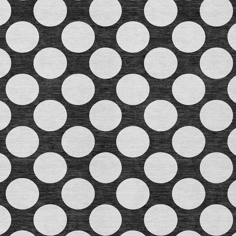 10' X 14' Black And Ivory Polka Dot Washable Indoor Outdoor Area Rug