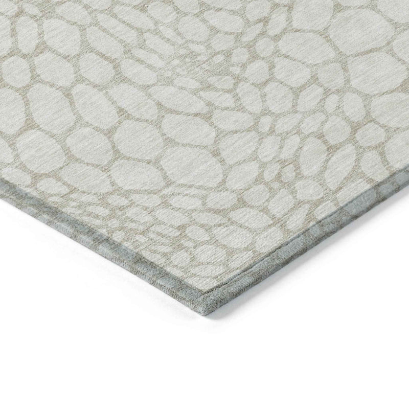 9' X 12' Ivory And Beige Geometric Washable Indoor Outdoor Area Rug