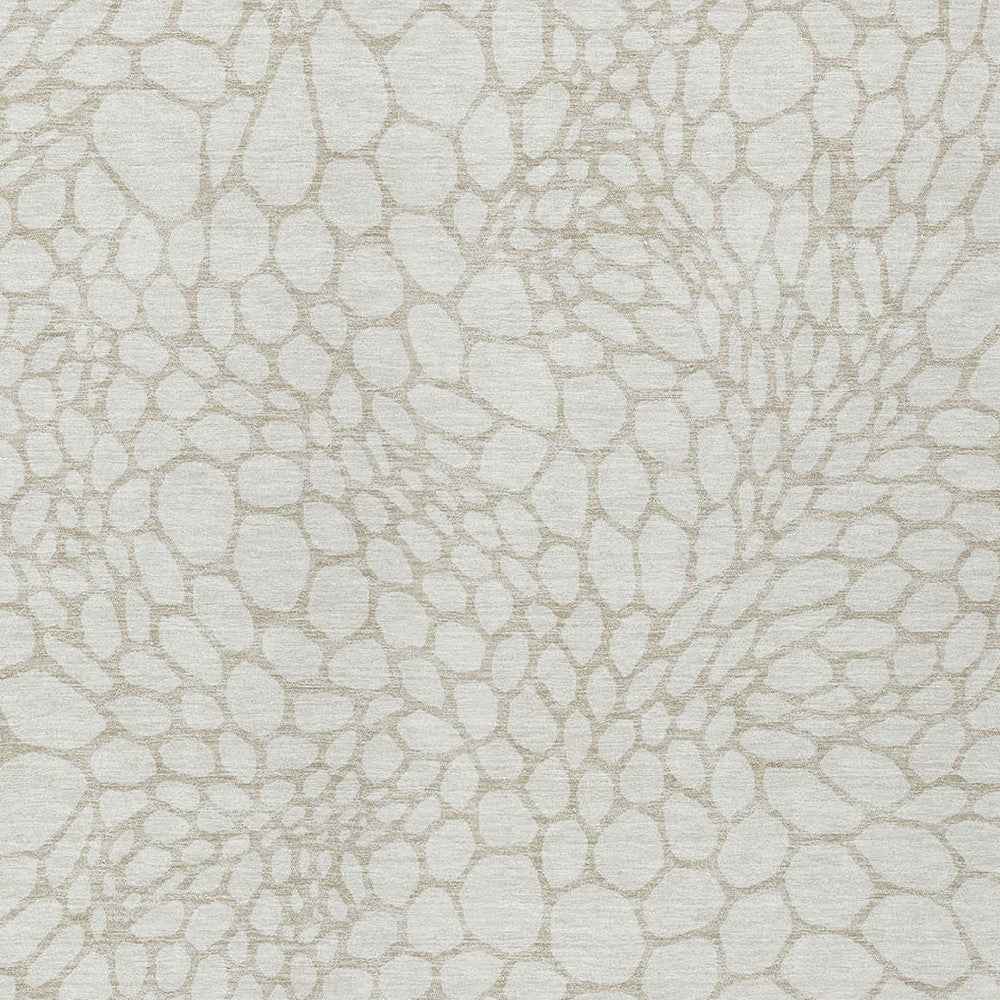 9' X 12' Ivory And Beige Geometric Washable Indoor Outdoor Area Rug