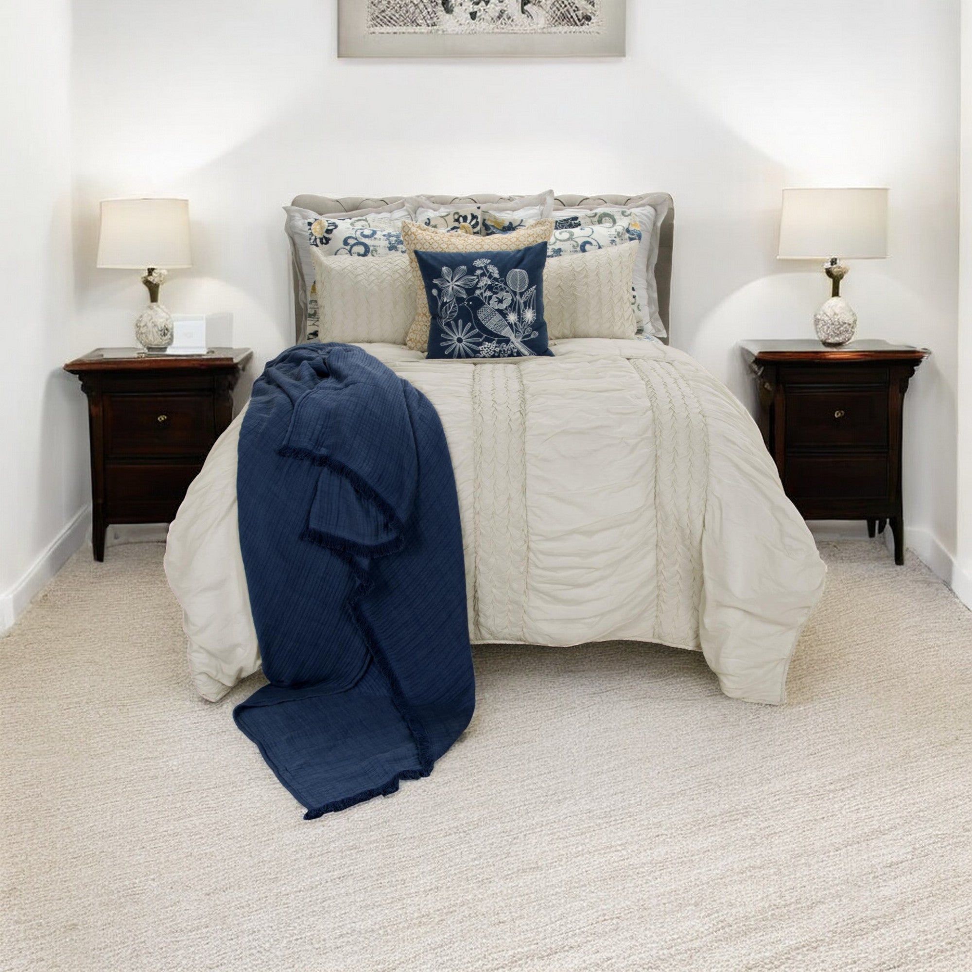Ivory Geometric King Quilt - Bed & Bath