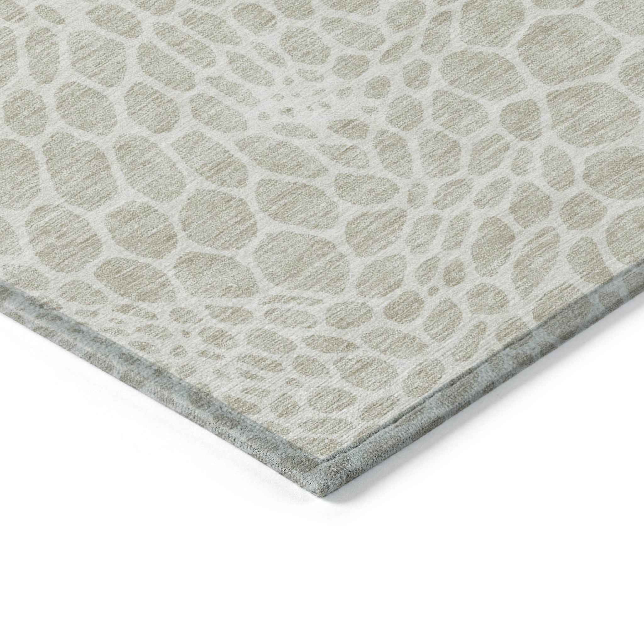 9' X 12' Beige And Ivory Geometric Washable Indoor Outdoor Area Rug