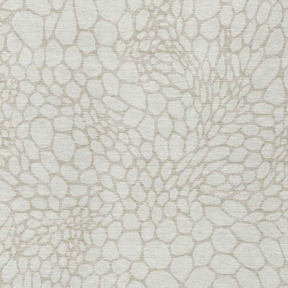 5' X 8' Ivory And Beige Geometric Washable Indoor Outdoor Area Rug