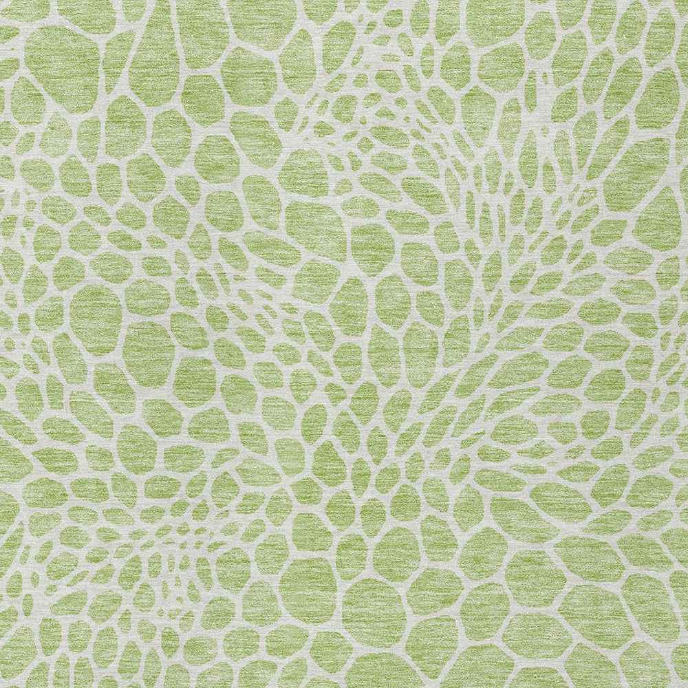 3' X 5' Artichoke Green And Ivory Geometric Washable Indoor Outdoor Area Rug