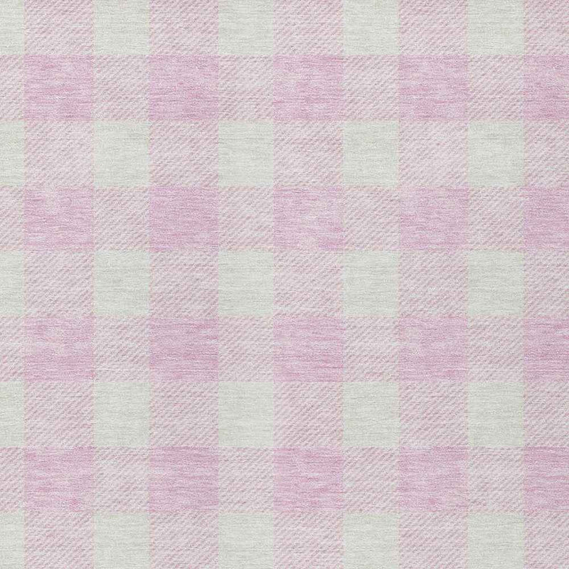 8' X 10' Pink And Gray Plaid Washable Indoor Outdoor Area Rug