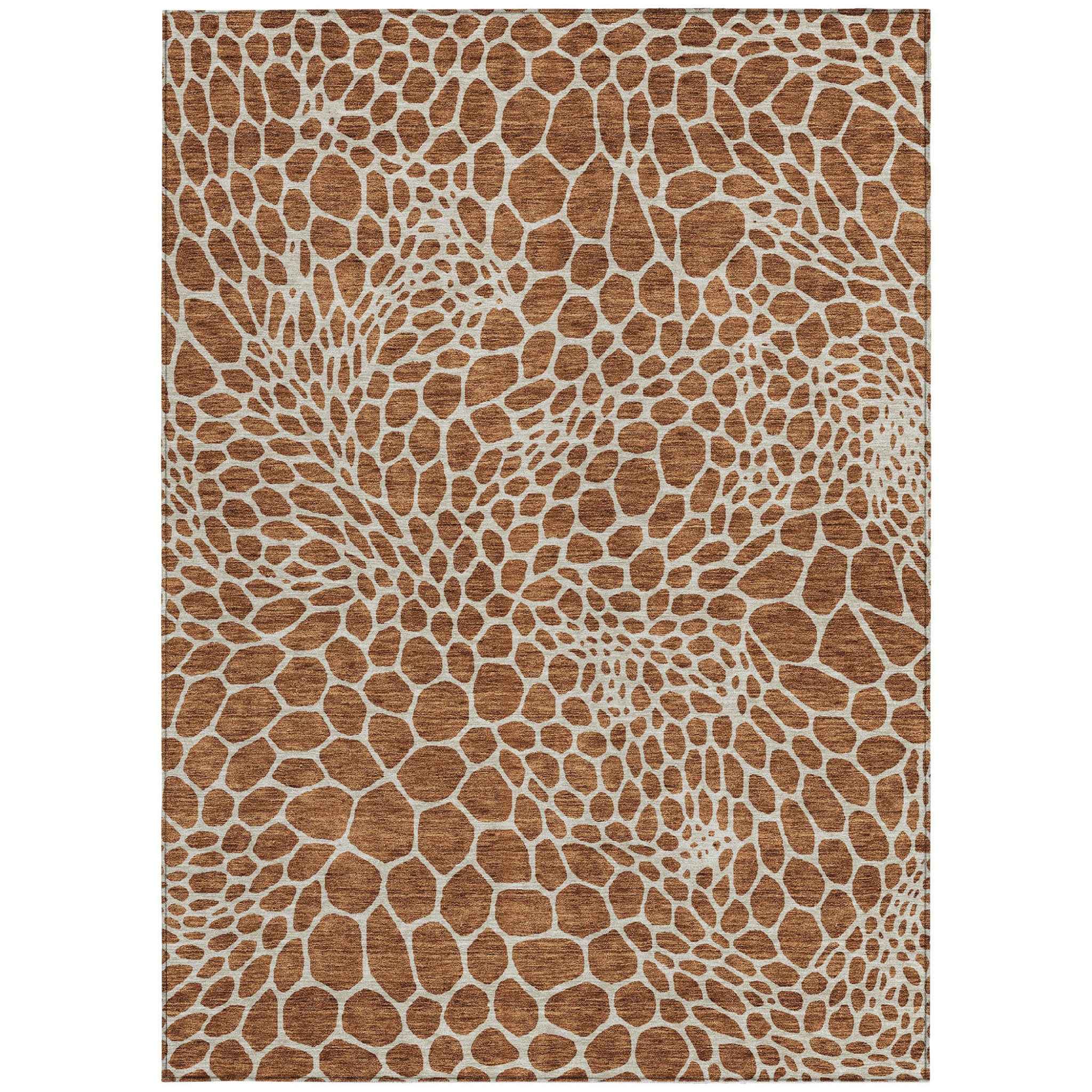 10' X 14' Brown And Beige Geometric Washable Indoor Outdoor Area Rug