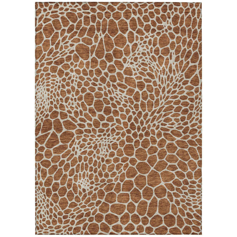 10' X 14' Brown And Beige Geometric Washable Indoor Outdoor Area Rug