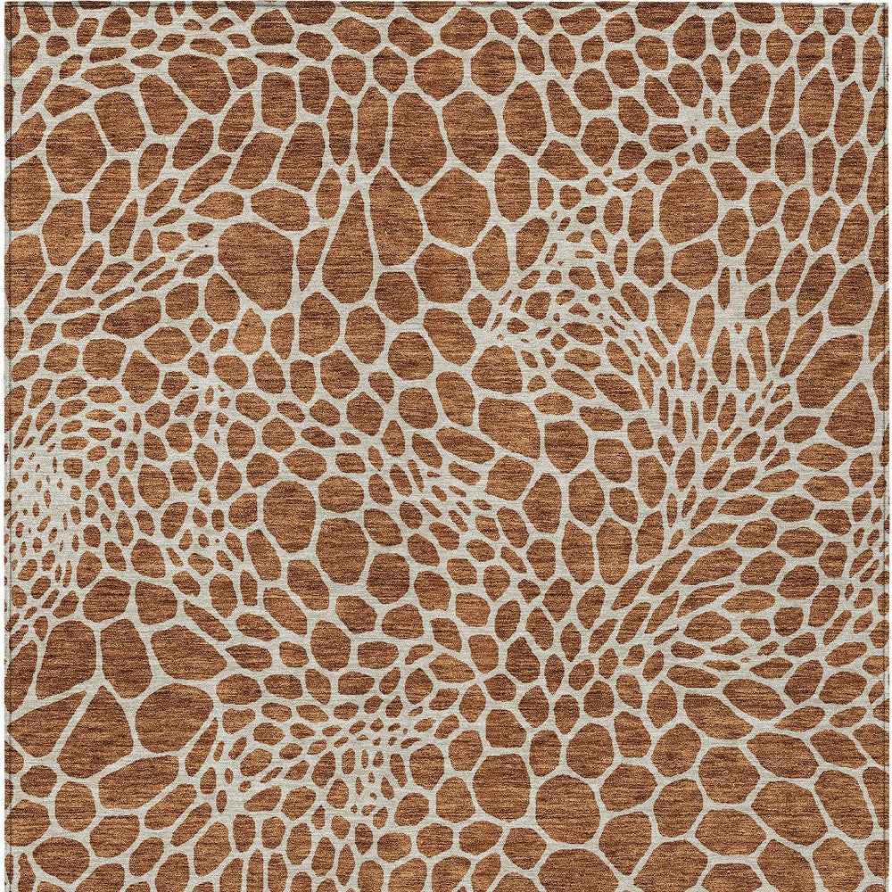 10' X 14' Brown And Beige Geometric Washable Indoor Outdoor Area Rug