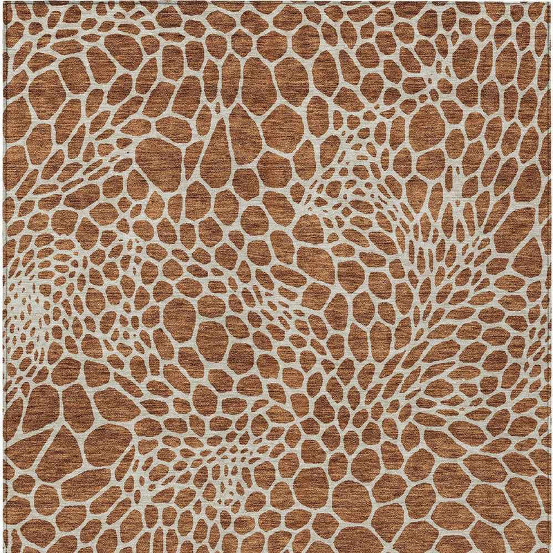 10' X 14' Brown And Beige Geometric Washable Indoor Outdoor Area Rug