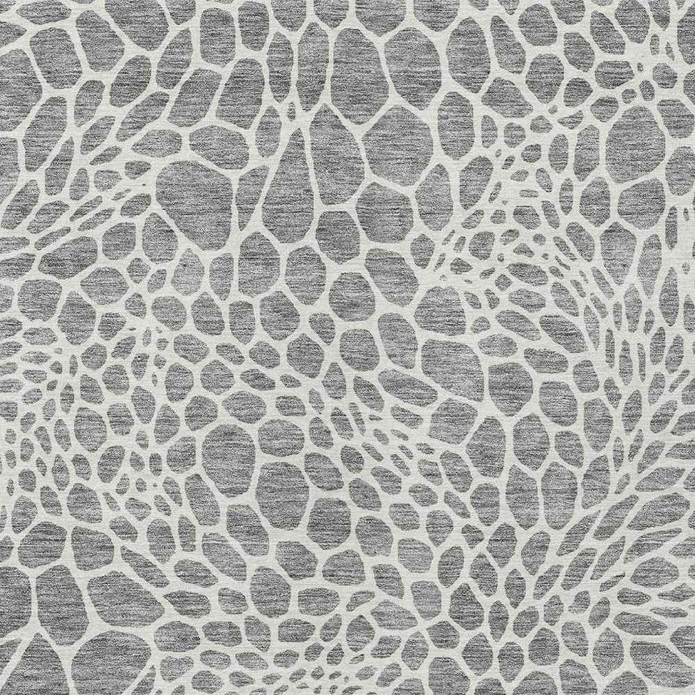 9' X 12' Gray And Ivory Geometric Washable Indoor Outdoor Area Rug