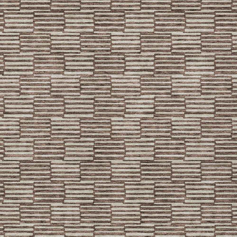 3' X 5' Brown And Beige Geometric Washable Indoor Outdoor Area Rug