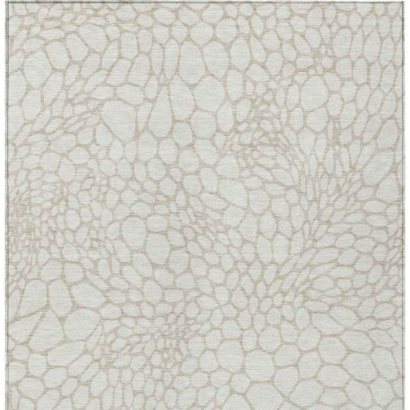 8' X 10' Ivory And Beige Geometric Washable Indoor Outdoor Area Rug