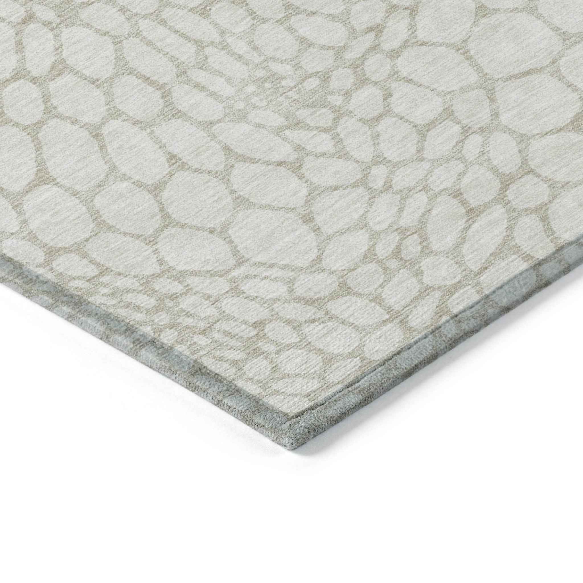 8' X 10' Ivory And Beige Geometric Washable Indoor Outdoor Area Rug