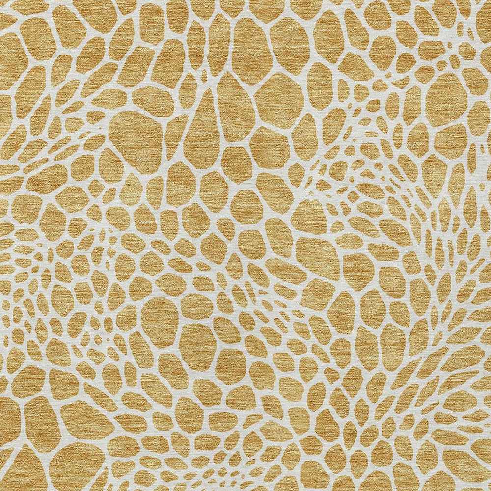8' X 10' Gold And Ivory Geometric Washable Indoor Outdoor Area Rug