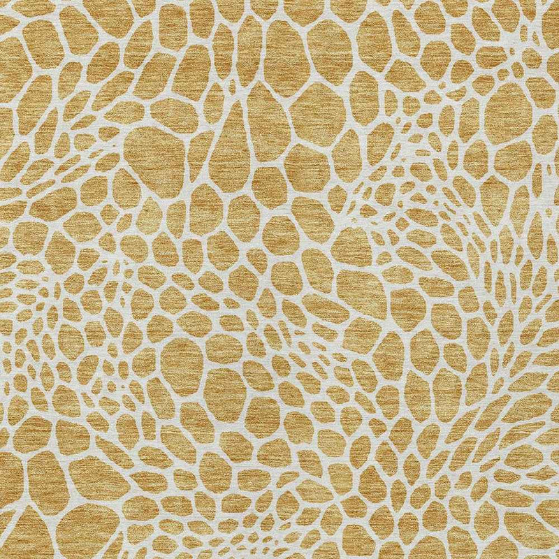 8' X 10' Gold And Ivory Geometric Washable Indoor Outdoor Area Rug