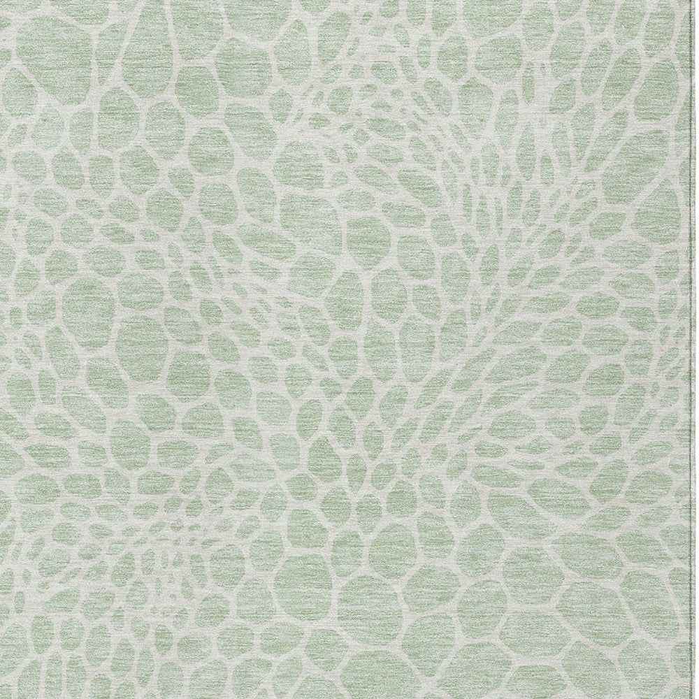 9' X 12' Mint Green And Ivory Geometric Washable Indoor Outdoor Area Rug