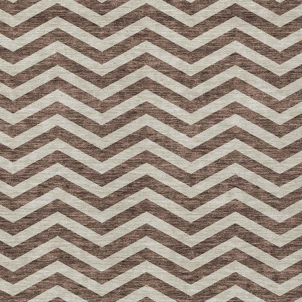 10' X 14' Brown And Beige Chevron Washable Indoor Outdoor Area Rug