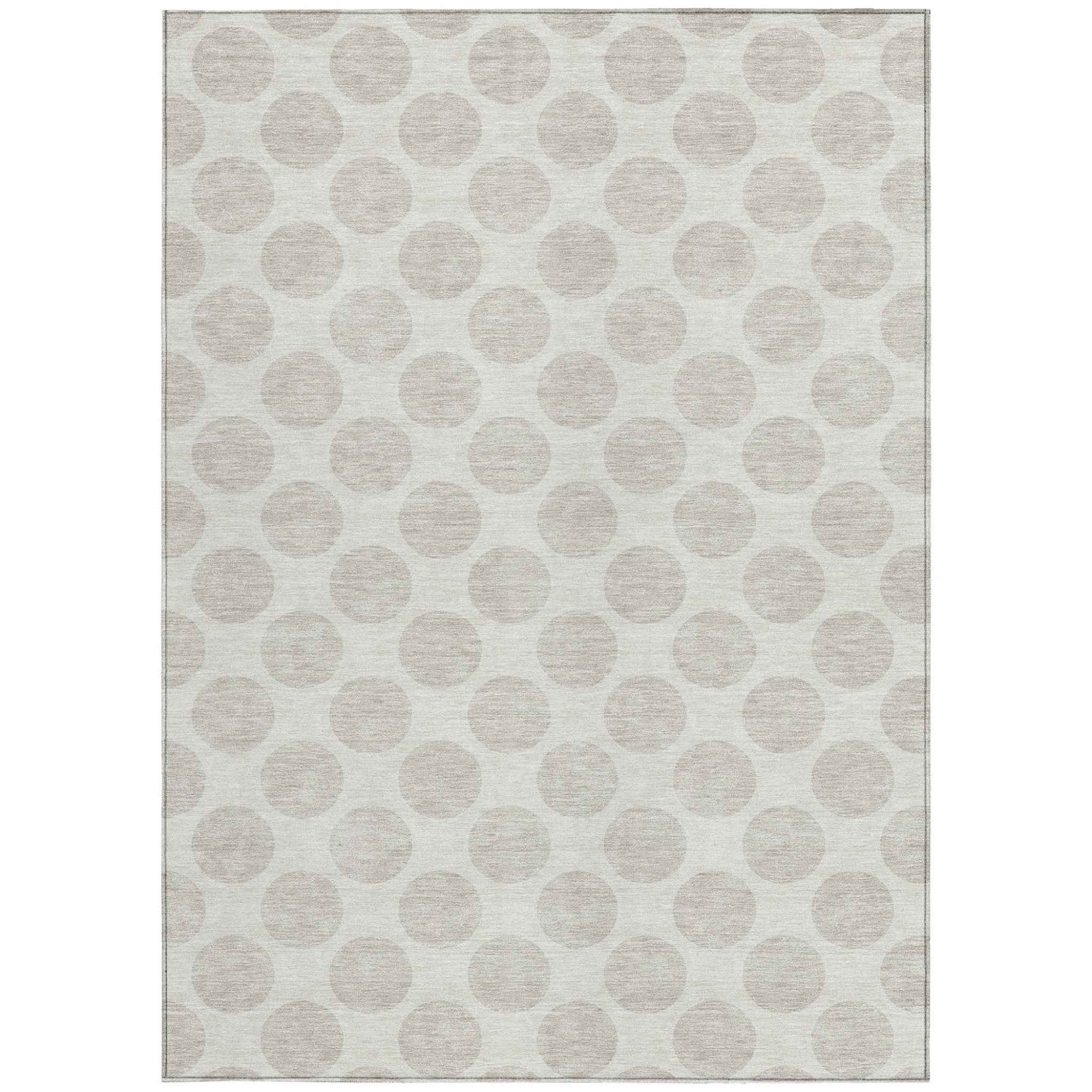 5' X 8' Ivory And Gray Polka Dot Washable Indoor Outdoor Area Rug