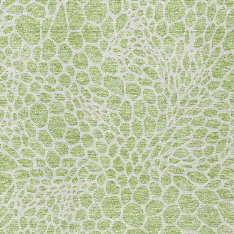 5' X 8' Artichoke Green And Ivory Geometric Washable Indoor Outdoor Area Rug