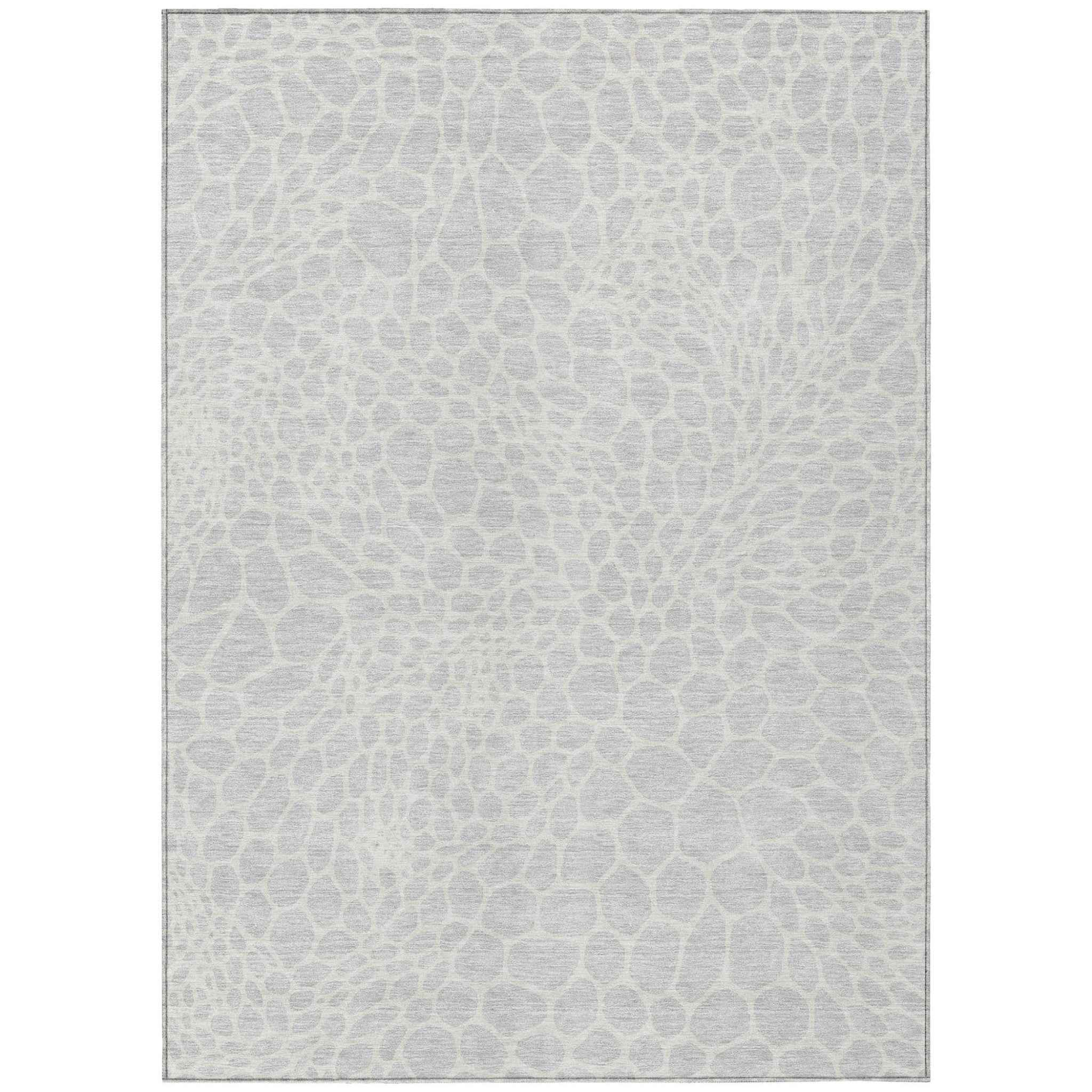 8' X 10' Silver And Gray Geometric Washable Indoor Outdoor Area Rug