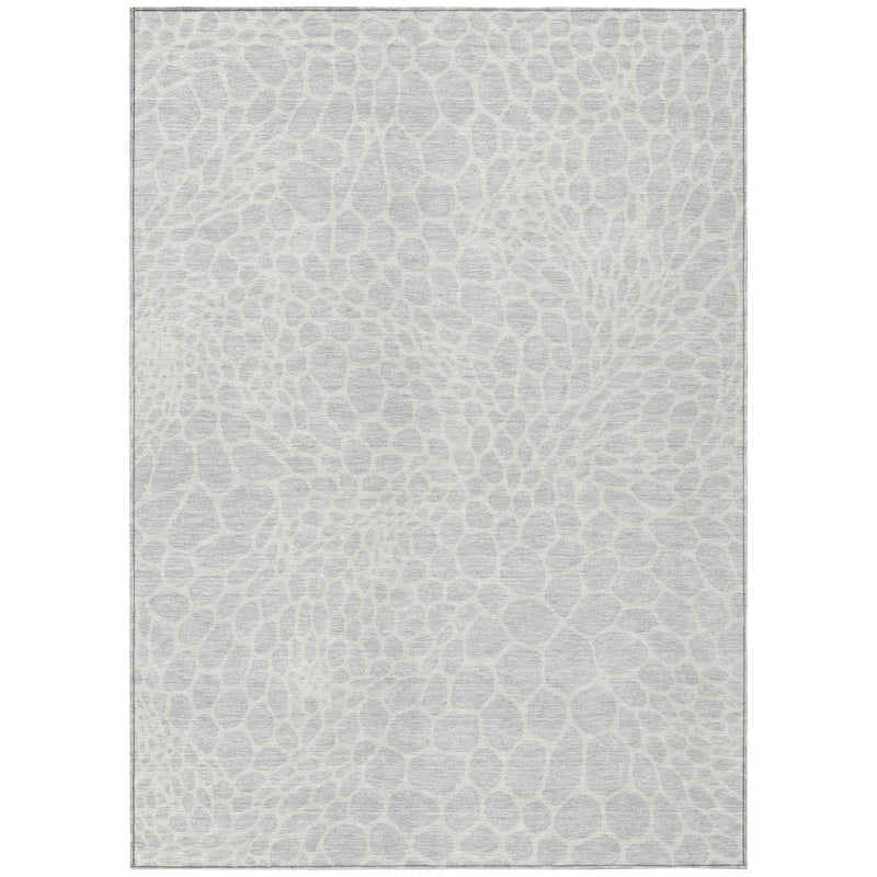 8' X 10' Silver And Gray Geometric Washable Indoor Outdoor Area Rug