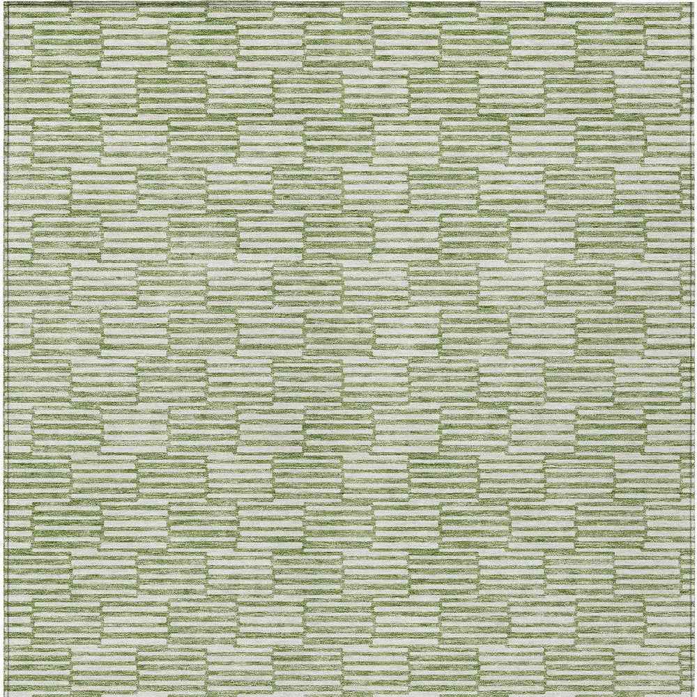 8' X 10' Green And Ivory Geometric Washable Indoor Outdoor Area Rug