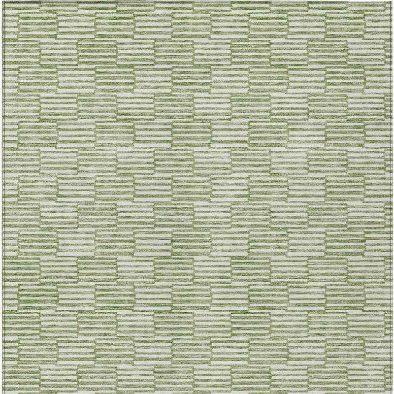 8' X 10' Green And Ivory Geometric Washable Indoor Outdoor Area Rug