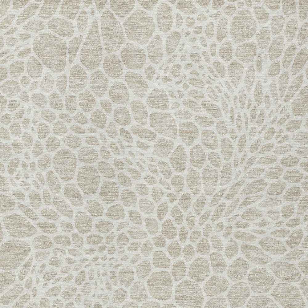 3' X 5' Beige And Ivory Geometric Washable Indoor Outdoor Area Rug